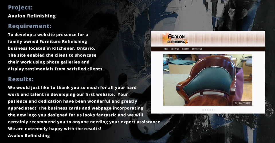 Client Portfolio Slider image for the Avalon Refinishing website. Serving Nanaimo, Parksville and Surrounding Region