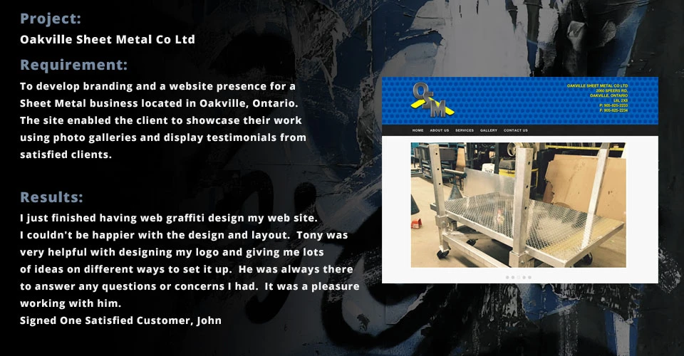 Client Portfolio Slider image for the Oakville Sheet Metal website. Serving Nanaimo, Parksville and Surrounding Region